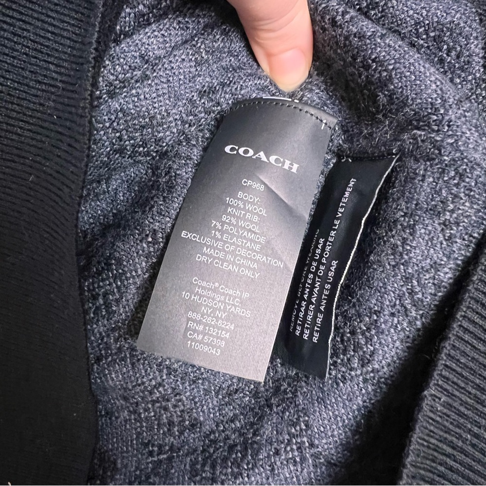 COACH 100% Wool Oversized 'Rexy' Black and Grey Crewneck Sweater - Size XXS - Picture 8 of 13
